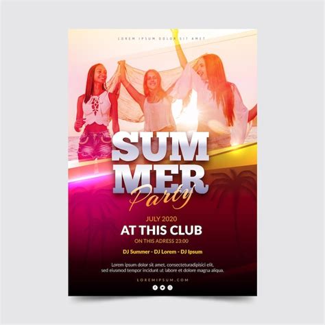 Summer party poster template with photo | Free Vector