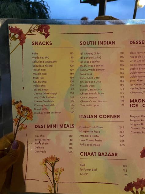 Menu at Green Gate Resort, India