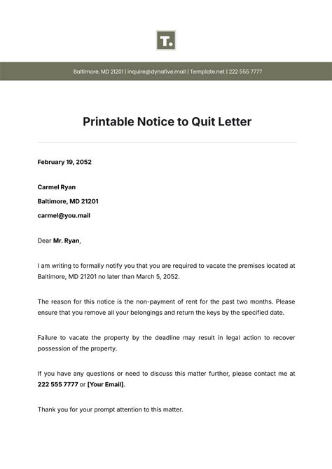 Free Eviction Letter Templates, Editable and Printable