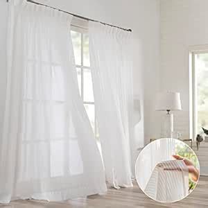 Buy LETAU White Semi Sheer Curtains 96 inches Long, Pinch Pleated ...