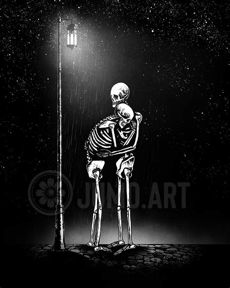 Here for You. Art Print. Skeletons Hugging, Emotional, Dark Romance ...