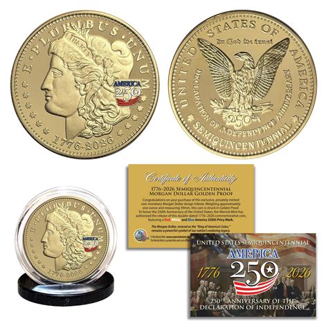 America's 250th Anniversary Morgan Dollar Golden Proof Coin – Proud ...