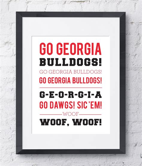 University of Georgia Bulldogs Fight Song Wall Art - Printable Download ...