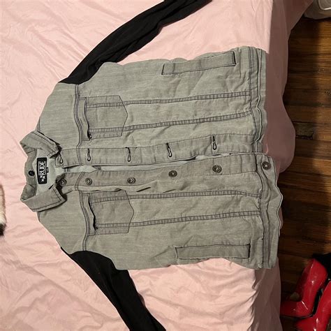 XXX RUDE Men's Black and Grey Jacket | Depop