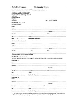Fillable Online reigate-banstead gov Keyholder Database Registration ...