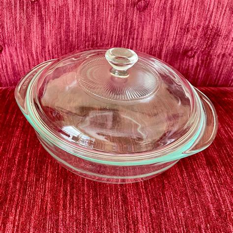 Vintage Pyrex Casserole Dish 023 With Lid - Clear Glass 1.5 Quart Round ...