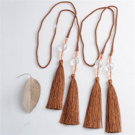 Buy DECO WINDOW Brown Beaded Curtain Tie-Back Ropes - Set of 2 from ...