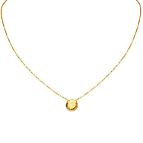 Letter I Gold Pendant with Chain For Kids