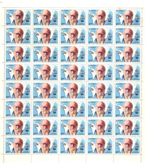 India 1983 Death Centenary of Charles Darwin (1982), Mint Sheet of 40 ...