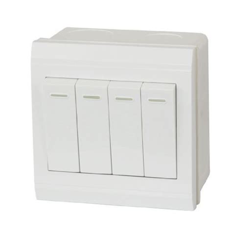 Alcoa PrimeAC 250V 10A SPST 4 Gang White Square Panel Wall Mount Light ...