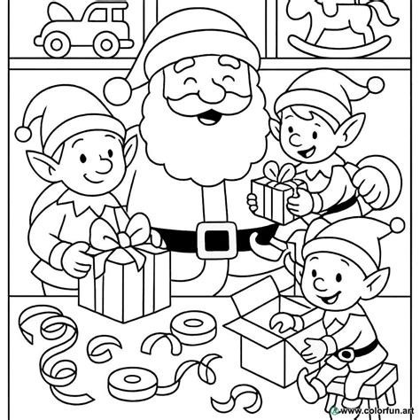 Santa Claus and his elves coloring page Download or Print for free