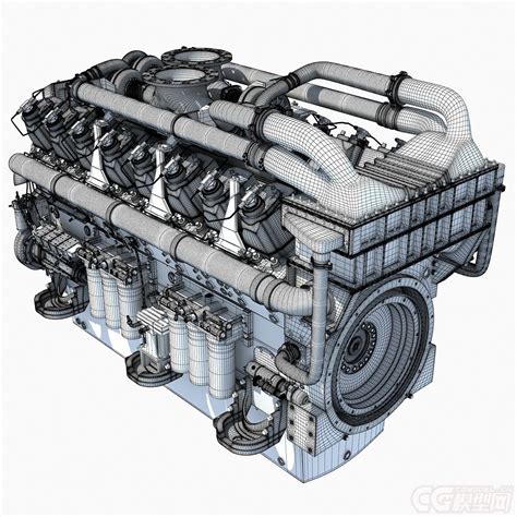 V12汽车发动机引擎模型DieselEngine精模-CG模型网（cgmodel)-让设计更有价值!