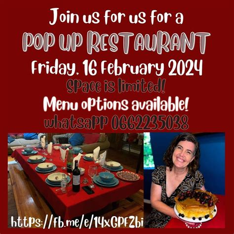 Special Event - Pop Up Restaurant (not a class), Claire's Cooking ...