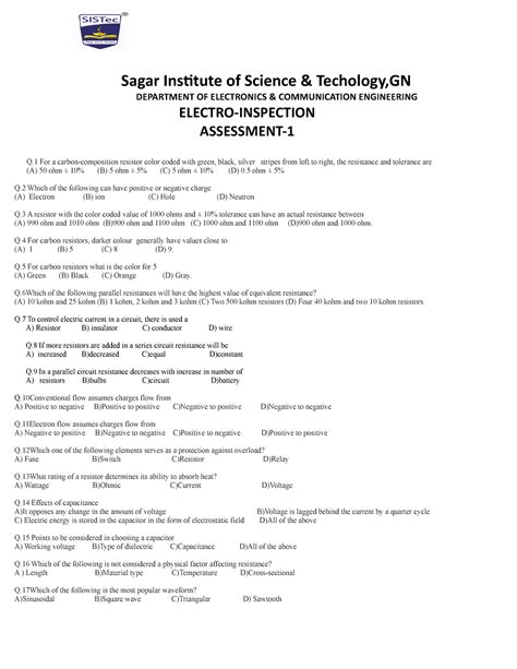 Multiple choice questions on basic electronics - Analog Electronics ...