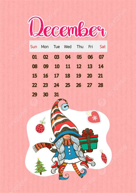 December 2024 Calendar Multicolor Cartoon Style Template Download on ...