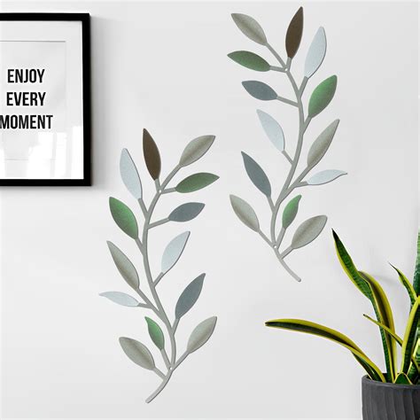 JTWEEN 2Pcs Metal Leaf Wall Décor Creative Vine Leaf Wall Art Aesthetic ...