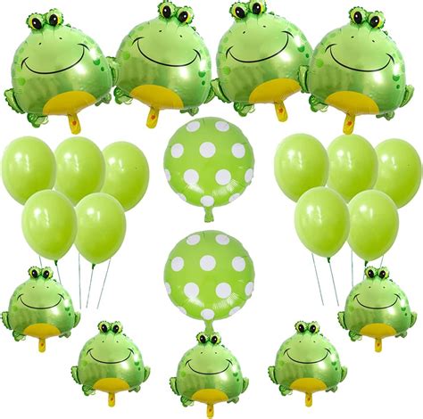 Amazon.com: KAIX 21 Pieces Frog Balloons Set 4 Big Green Frog Aluminum ...