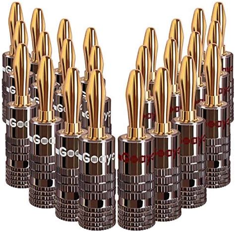 Buy Goaycer Speaker Connector Banana Plugs - 24K Gold Plated Brass 4mm ...