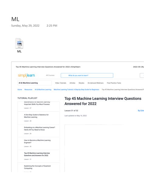 Machine learning - computer science - ML ML Sunday, May 29, 2022 2:25 ...