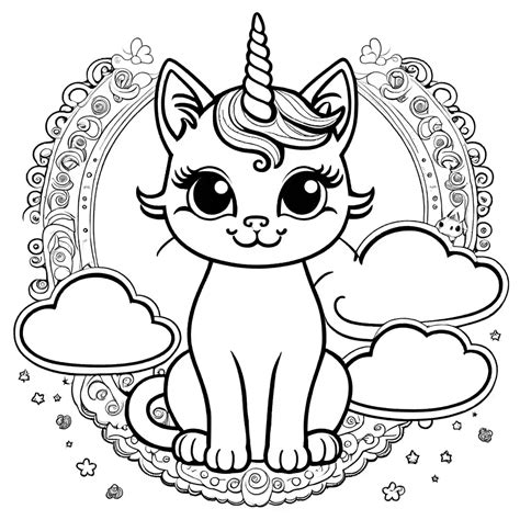 Cat Unicorn Colouring Sheet