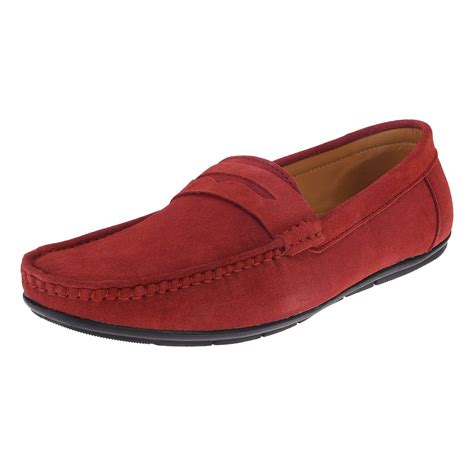 Buy LOUIS STITCH Men's Ferrari Red Suede Leather Loafer Slip ons Penny ...