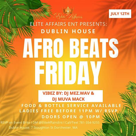 Afro Beats Friday, Dublin House, Boston, 12 July to 13 July | AllEvents