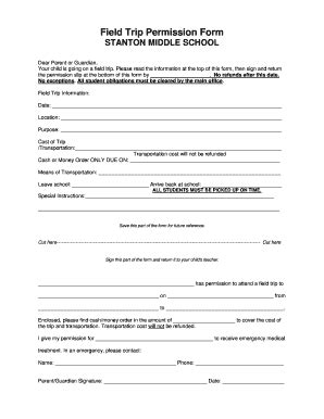 Generic Permission Slip Forms and Templates - Fillable & Printable ...