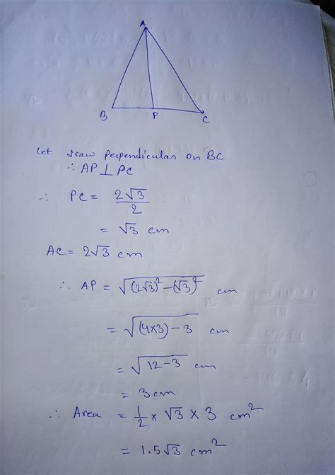 find the area of an equilateral triangle with side 2√3cm - Brainly.in