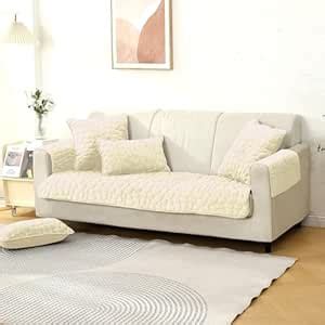 HOKIPO 'PebblePlush' Premium Milk Velvet Anti Slip Sofa Seat Mat for 2 ...