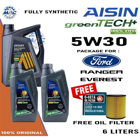 AISIN Fully Synthetic 5W30 6 LITERS ENGINE OIL PACKAGE FORD RANGER AND ...