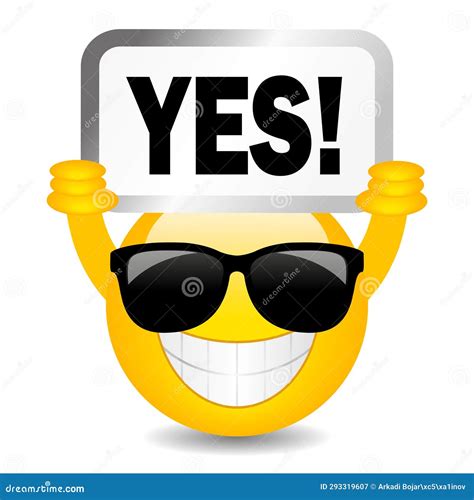 Emoticon holding Yes sign stock vector. Illustration of glad - 293319607