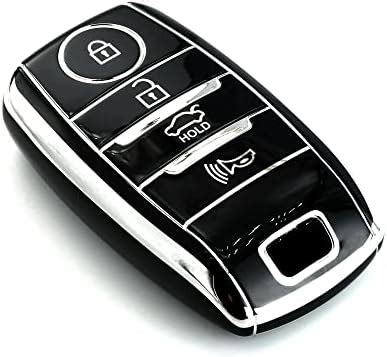 KMH Silver Border TPU Key Cover Compatible for KIA Seltos 4 Button Push ...