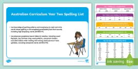 Australian Curriculum Year Three Spelling List