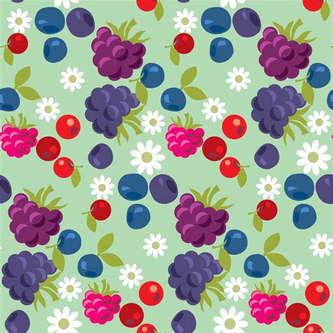 assorted violet and blue forest berry seamless pattern. vector ...