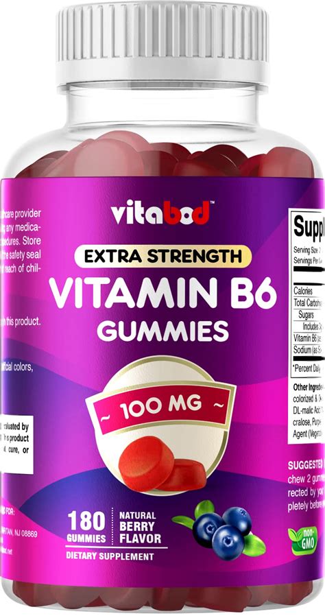 Buy Vitabod Extra Strength B6 Gummies 100mg - 180 Gummies - Supports ...