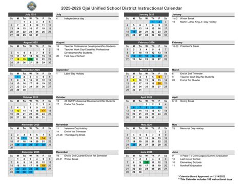 Ojai Unified School District Calendar 25-26 [PDF] revised - EduCounty