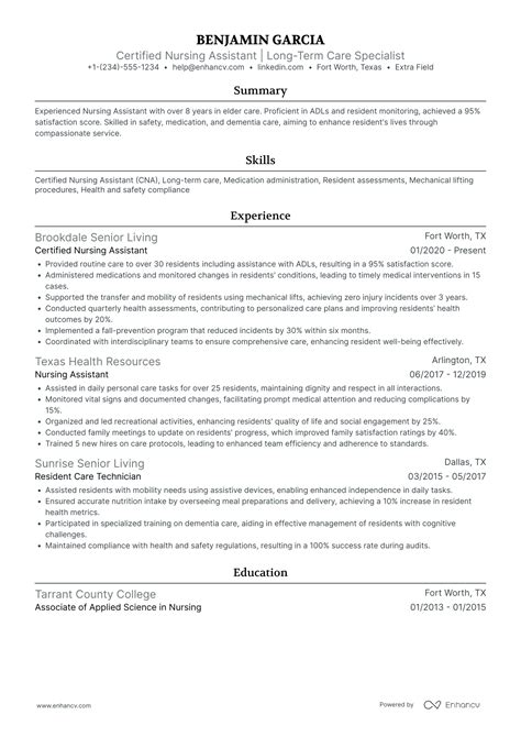 21 Nursing Assistant Resume Examples & Guide for 2025