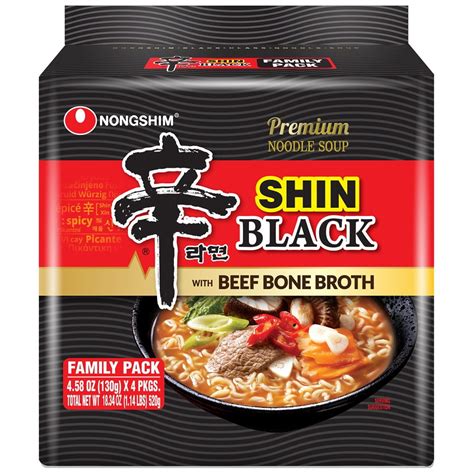 Nongshim Shin Black Spicy Beef & Bone Broth Ramyun Premium Ramen Noodle ...