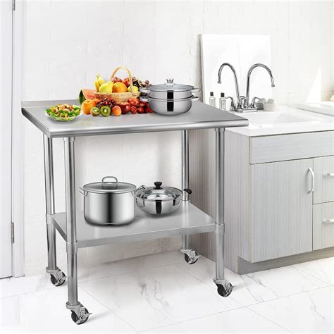 Buy HOCCOT Stainless Steel Prep & Work Table with Adjustable Shelf ...