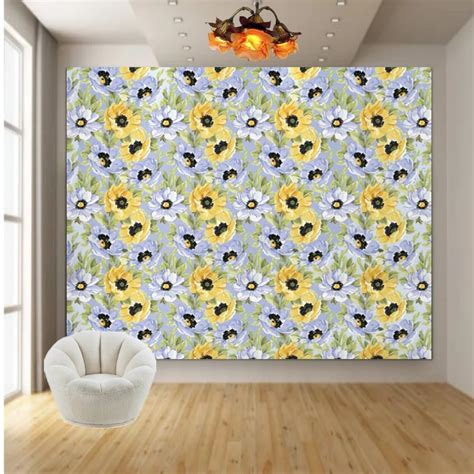 S.R.Collection 400X45 CM 3D Sun Flower SELF Adhesive Wallpaper for ...