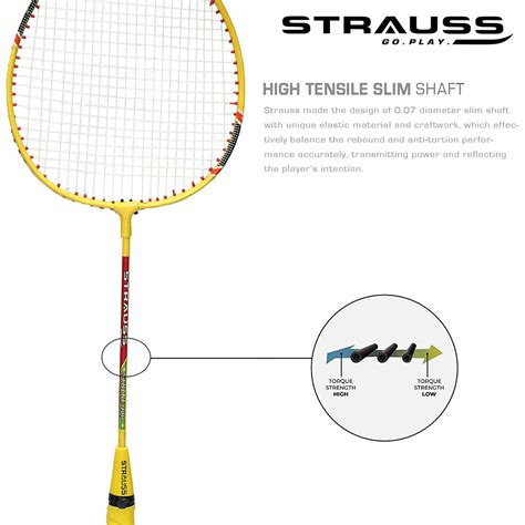 STRAUSS Iron Strike 102 Badminton Racquet Set with Shuttlecock ...