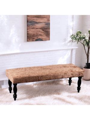 Buy Ikiriya Cairo Solid Wood 2 Seater Bench in Brown Sparkle Velvet Online