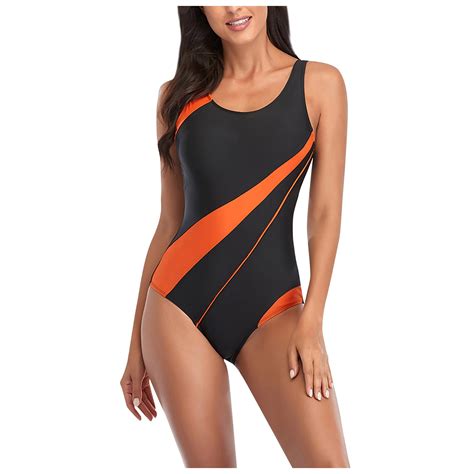 Women's Athletic One-Piece Swimsuit with Color Block Design, Chlorine ...