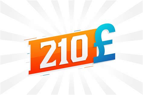 Símbolo de texto de vetor de moeda de 210 libras. vetor de estoque de ...