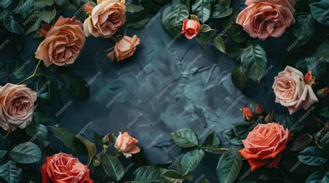 Premium Photo | Faded Roses on Rustic Textured Background Ample Space