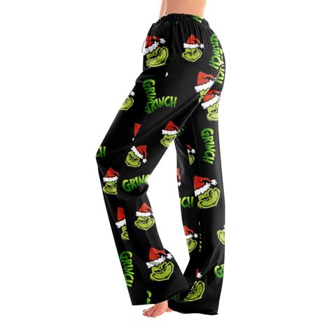 ADHOWBEW Womens Holiday Pajama Pants Casual Elastic Waist Relaxed Fit ...