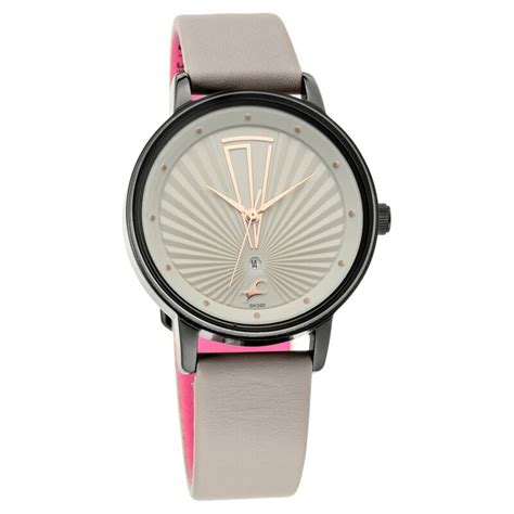Buy Online Fastrack Ruffles Quartz Analog with Date Grey Dial Leather ...