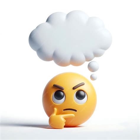 3D Emoji with a Perplexed Look and Blank Thought Bubble | Premium AI ...
