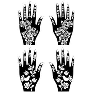VOORKOMS Fast and Easy Combo Mehndi Stencil Stickers for Instant ...