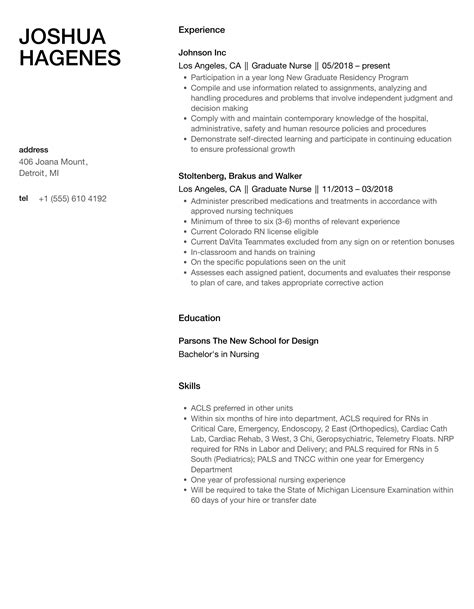 Graduate Nurse Resume Graduate Nurse Resume Samples | Velvet Jobs